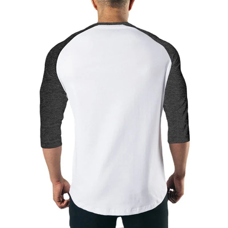 Men’s Slim Fit 3/4 Sleeve Cotton Gym Training T-Shirt