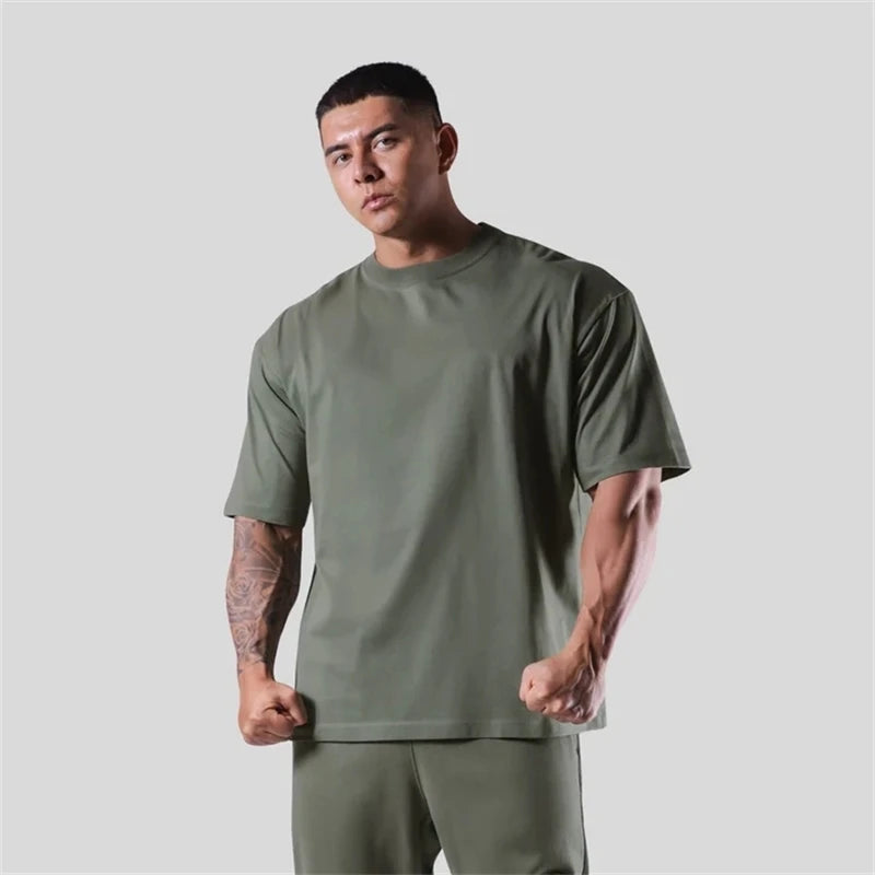 Cotton Men’s Gym T-Shirt Loose Fit Sports Training Wear