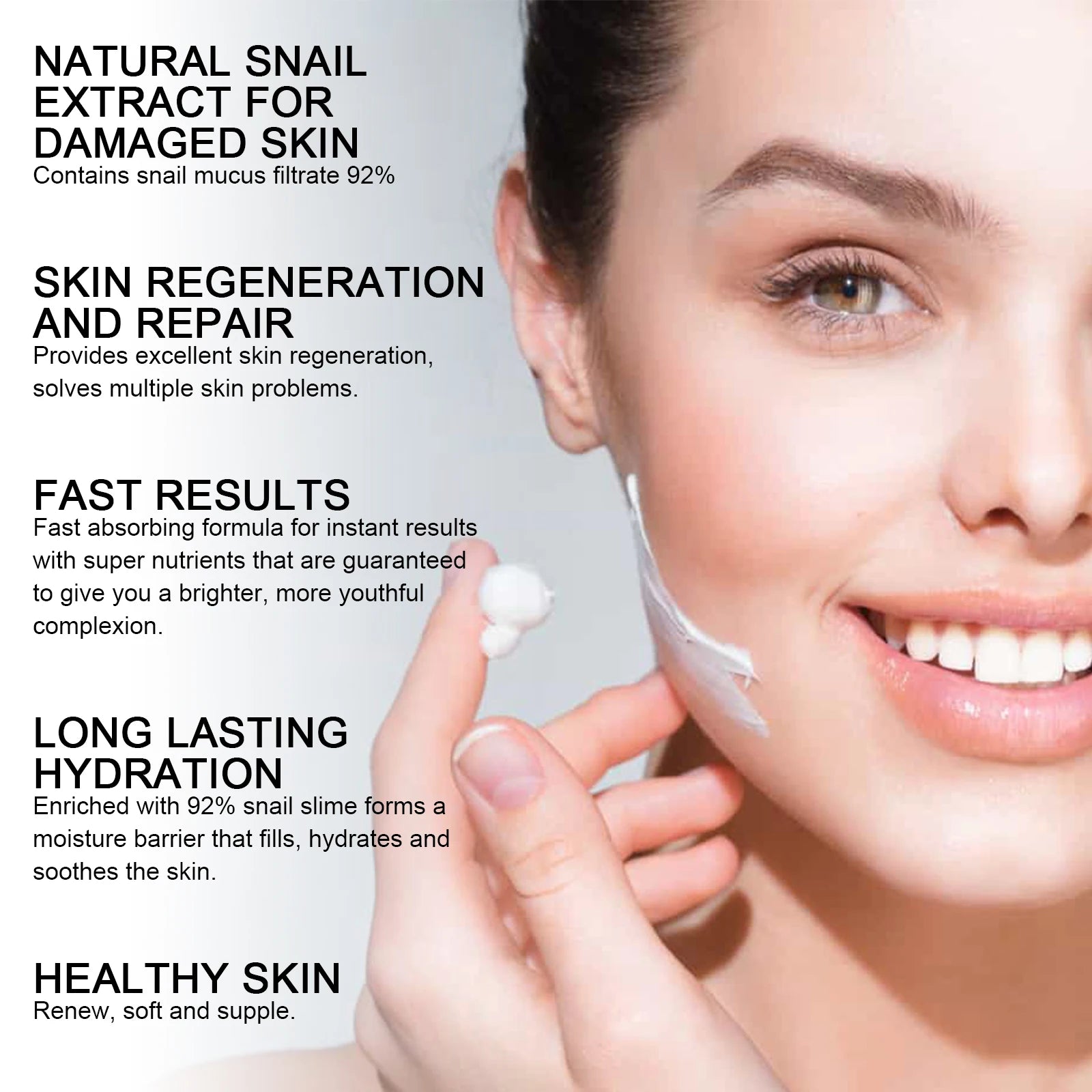 Snail Mucin Cream 92% Hydrating Repairing Face Moisturizer Korean