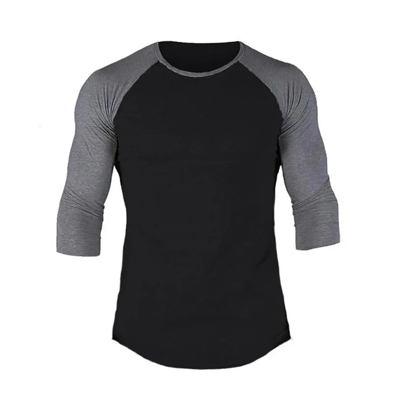 Men’s Slim Fit 3/4 Sleeve Cotton Gym Training T-Shirt