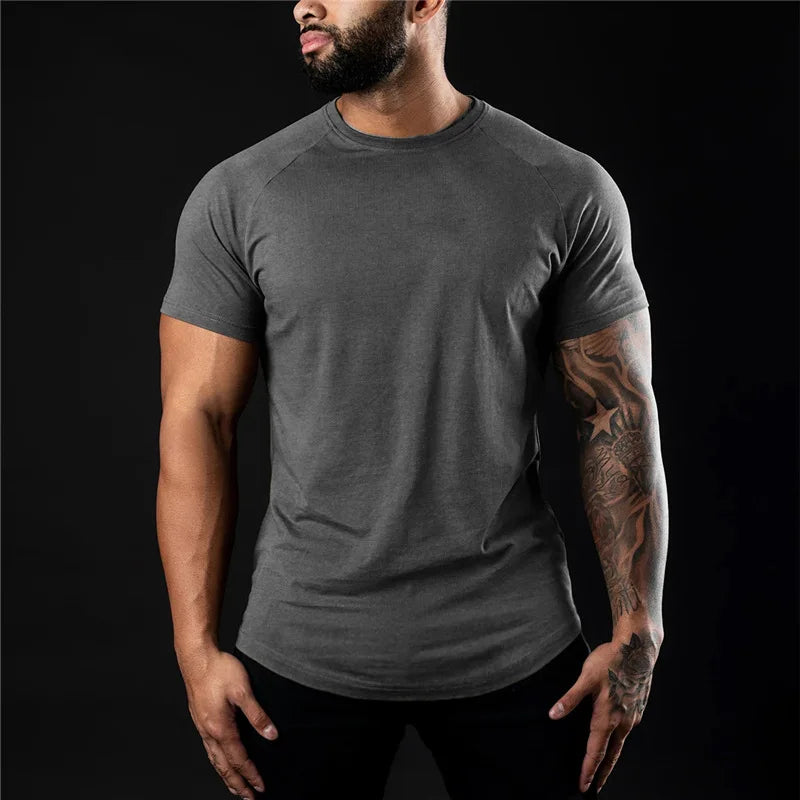 Men’s Slim Fit Gym T-Shirt Cotton O-Neck Workout Tee