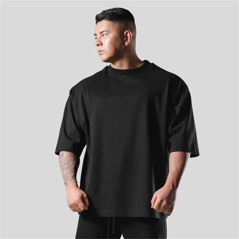 Cotton Men’s Gym T-Shirt Loose Fit Sports Training Wear
