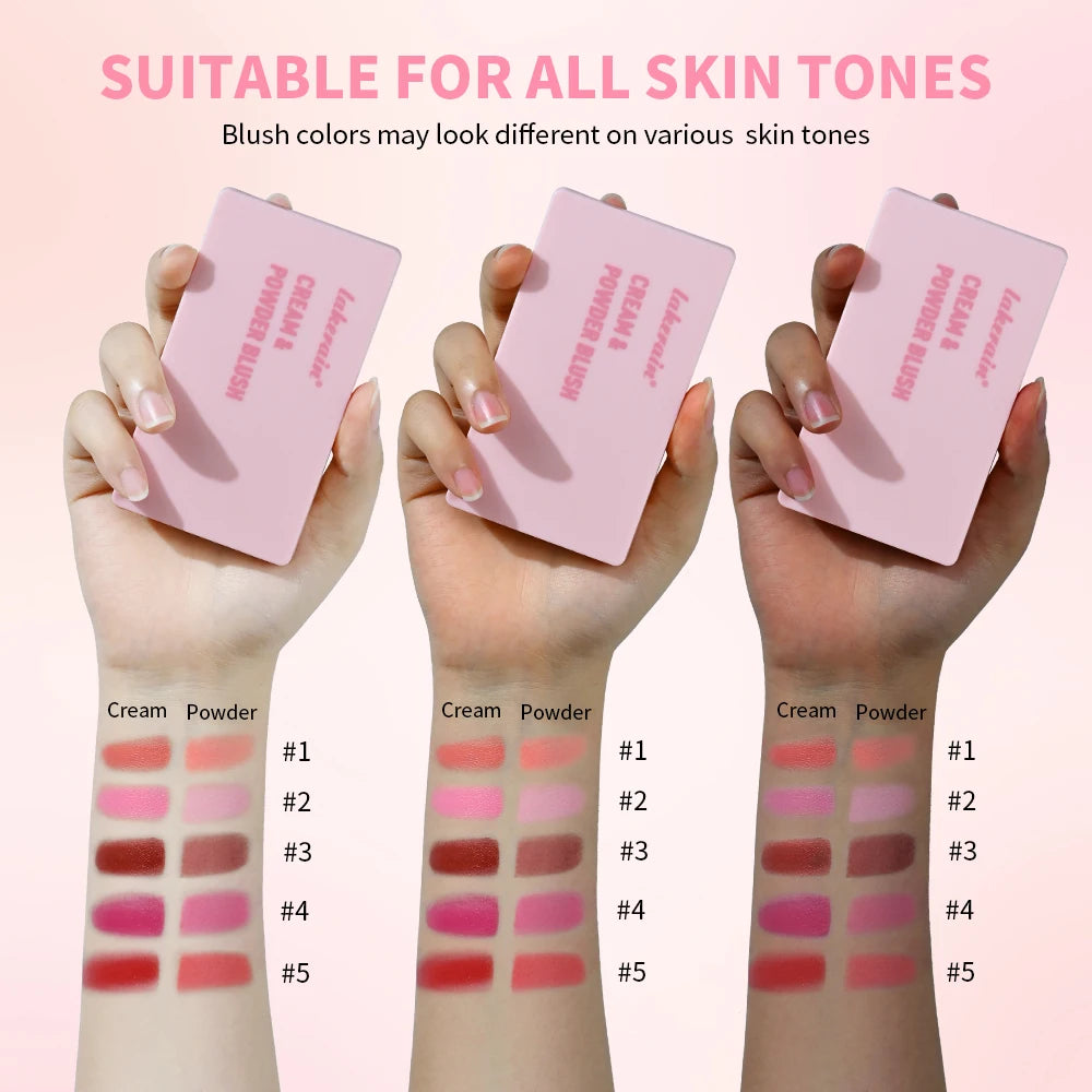 5-Color Cream & Powder Matte Blush Palette High Pigment