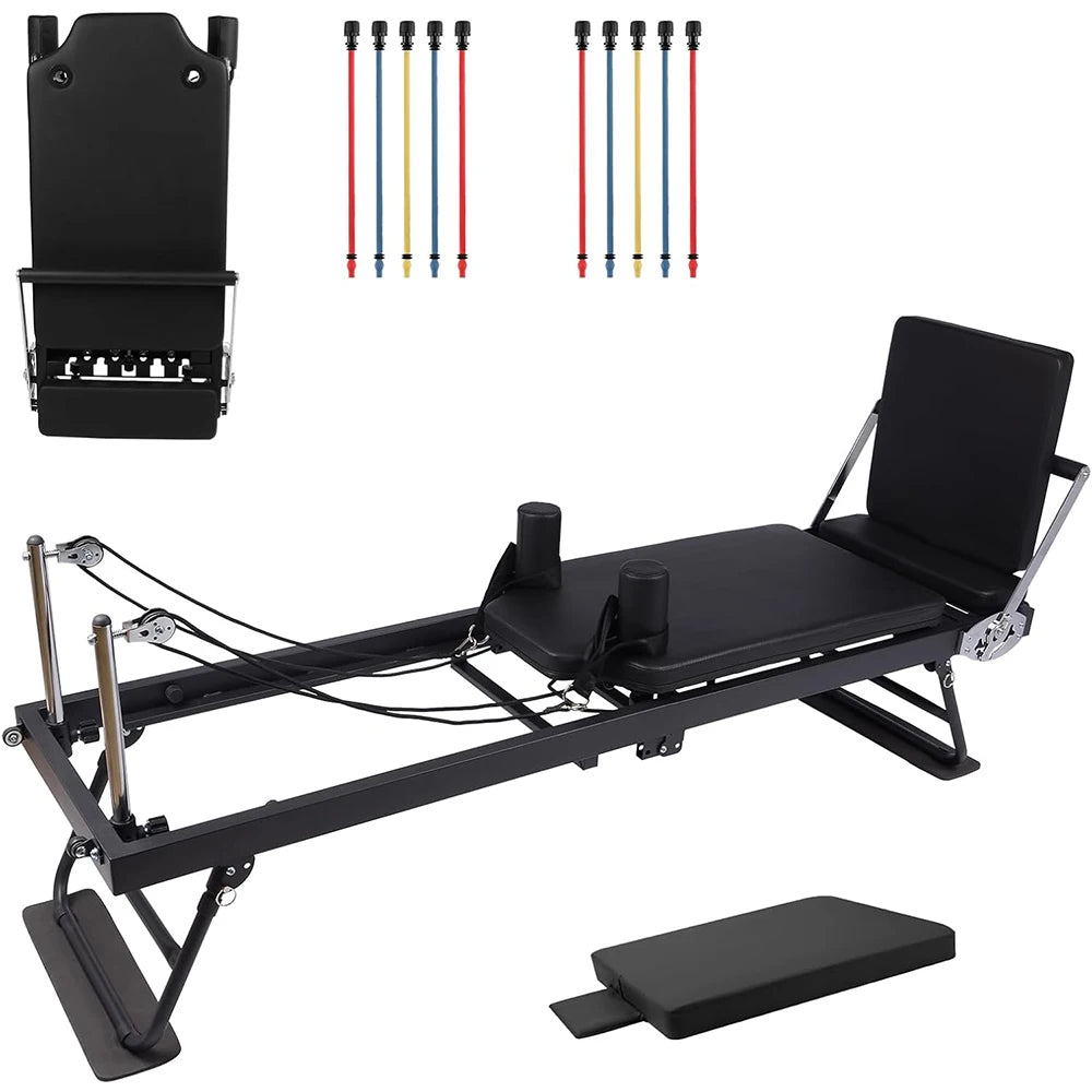 Foldable Pilates Reformer Machine Adjustable Height Jump Board Home Gym