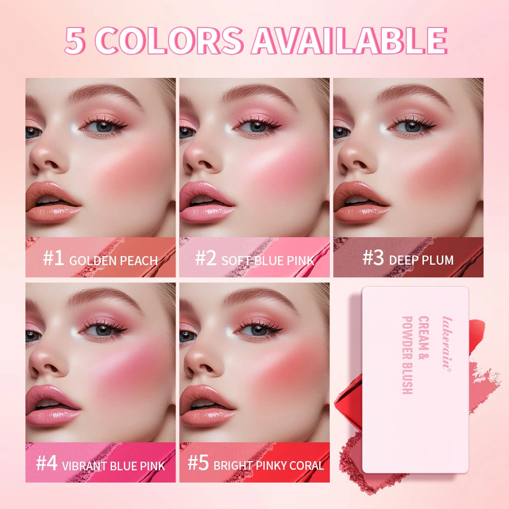 5-Color Cream & Powder Matte Blush Palette High Pigment