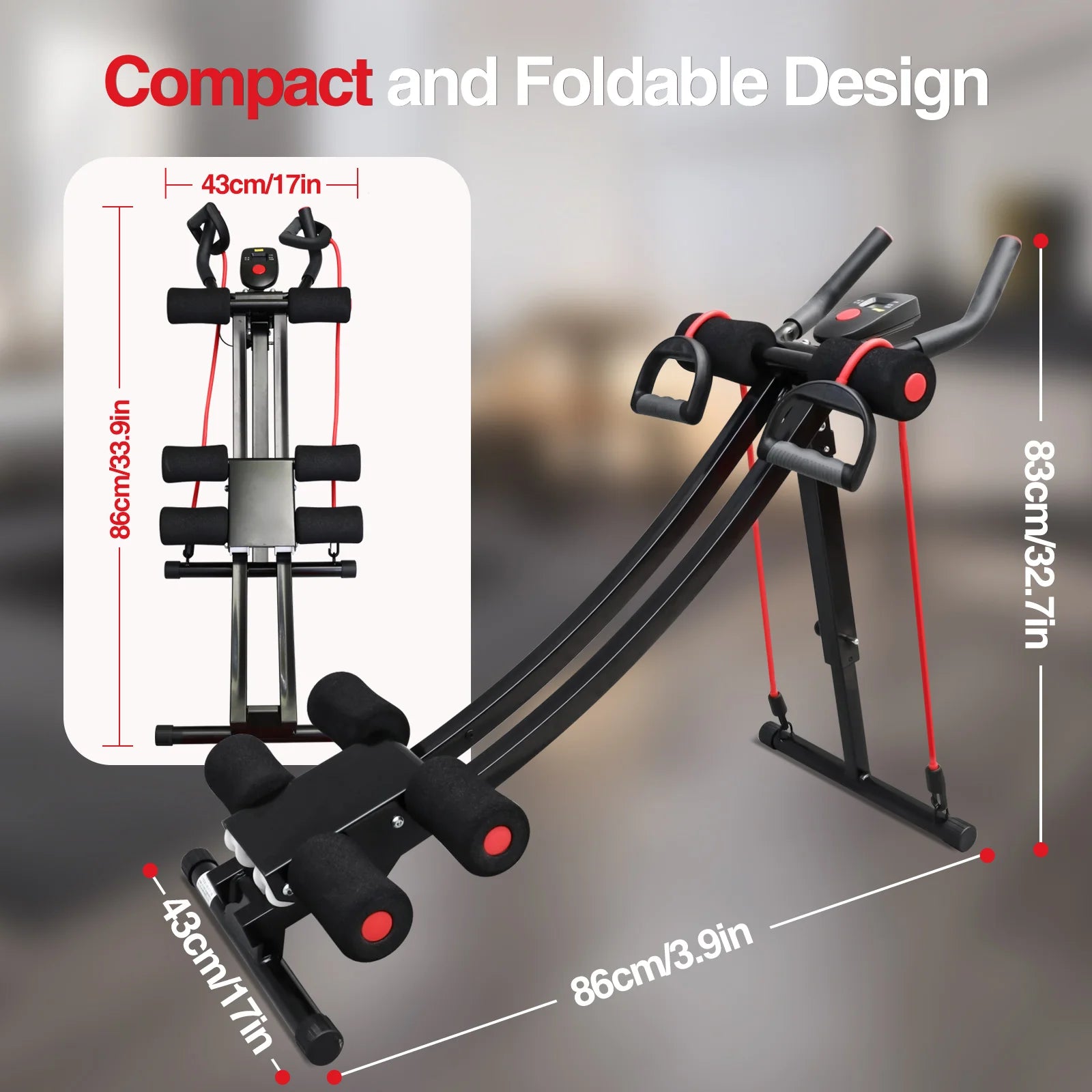 Foldable Ab Machine Core Trainer Home Gym 440lbs LCD