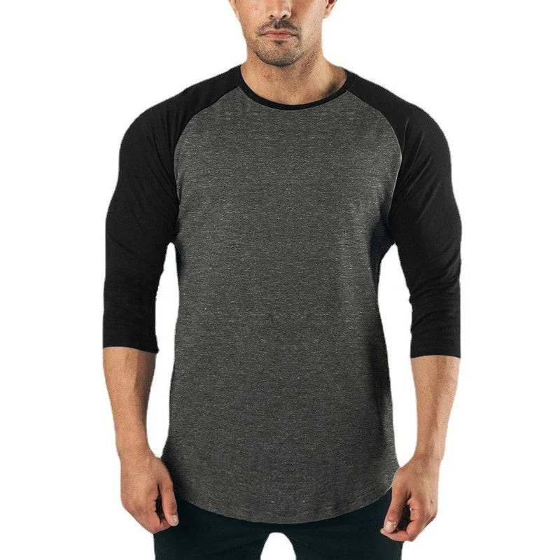 Men’s Slim Fit 3/4 Sleeve Cotton Gym Training T-Shirt