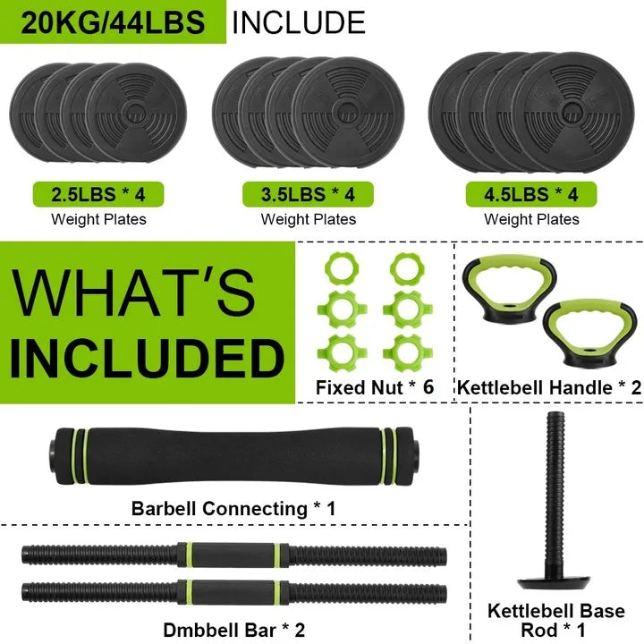 Adjustable Dumbbells 4-in-1 44/66/88Lbs Free Weight Set Home Gym