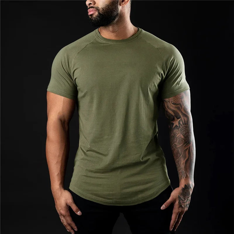 Men’s Slim Fit Gym T-Shirt Cotton O-Neck Workout Tee