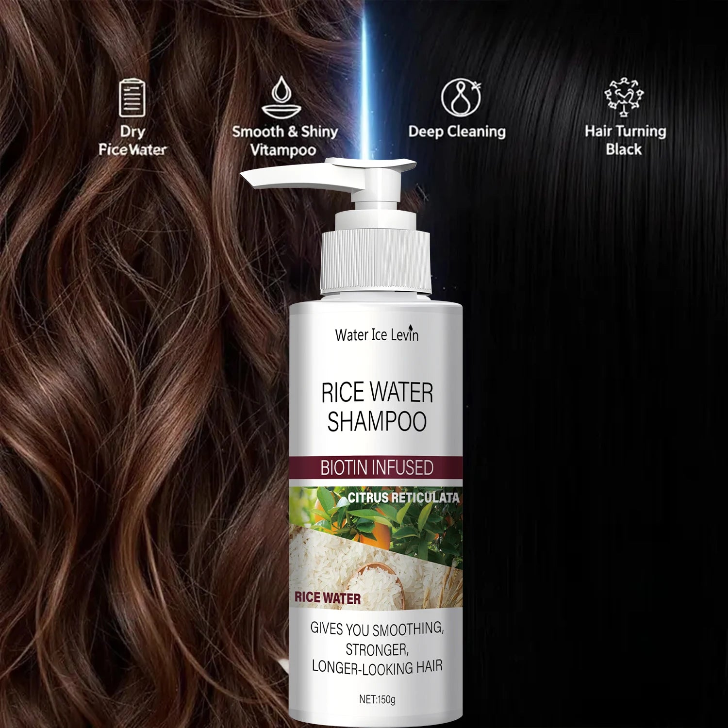 Rice Water Shampoo Biotin Keratin Strengthening Smoothing Hair Care