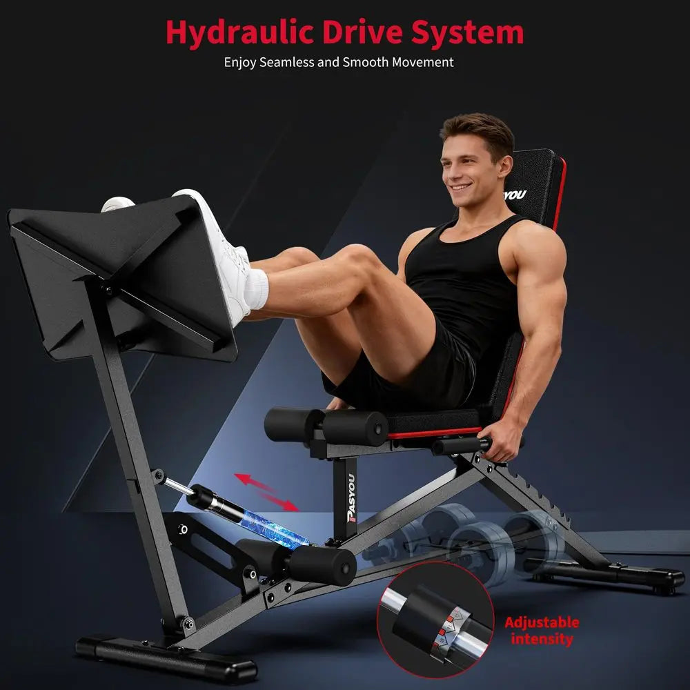 Leg Press Machine Adjustable Weight Bench with Leg Extension Home Gym