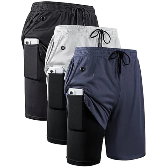 Men’s 2-in-1 Sport Shorts Double Layer Running Gym Fitness