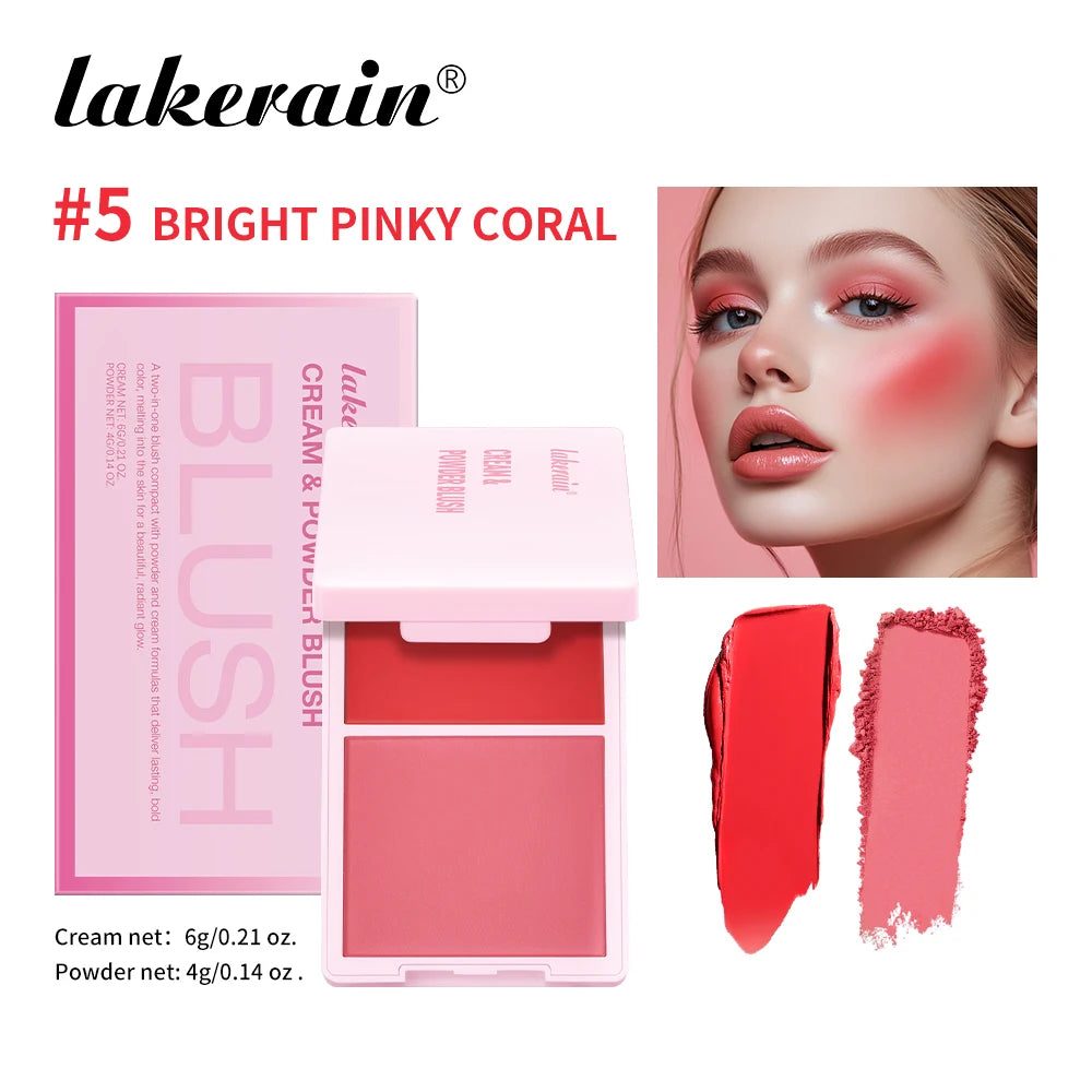 5-Color Cream & Powder Matte Blush Palette High Pigment