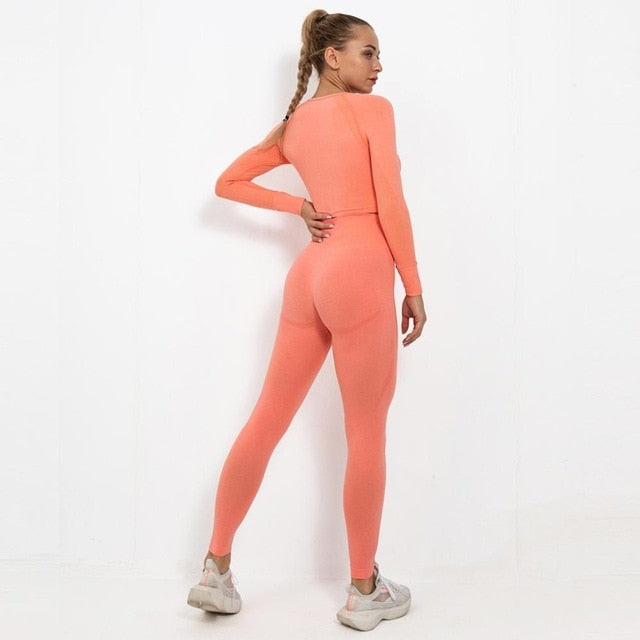 Autumn Yoga set Women Gym Clothes Seamless Fitness Sportswear Tracksuit Long Sleeve Shirts Leggings Workout Clothing Outfits